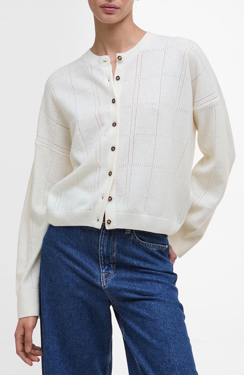 Barbour Blakely Wool Blend Cardigan, Main, color, Cloud