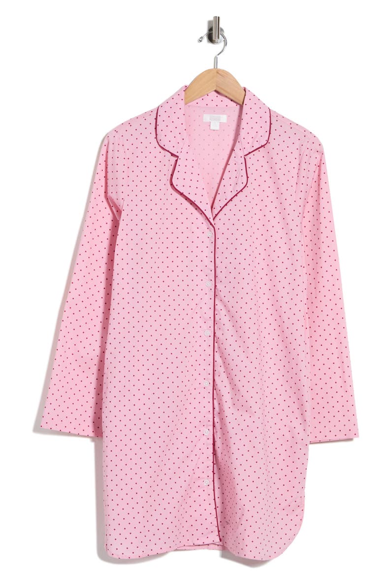 Cotton Poplin Nightshirt, Main, color, PINK- BURGUNDY BEET POLKA DOT