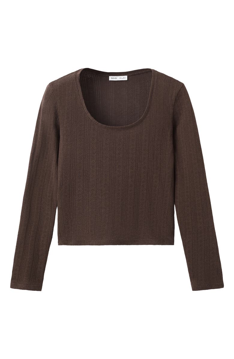 MANGO TEEN Pointelle Long Sleeve Crop T-Shirt, Alternate, color, 