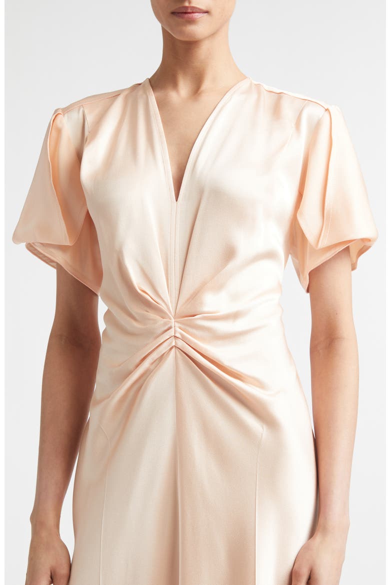 Eve Ruched Satin Trumpet Dress, Alternate, color, BLOSSOM