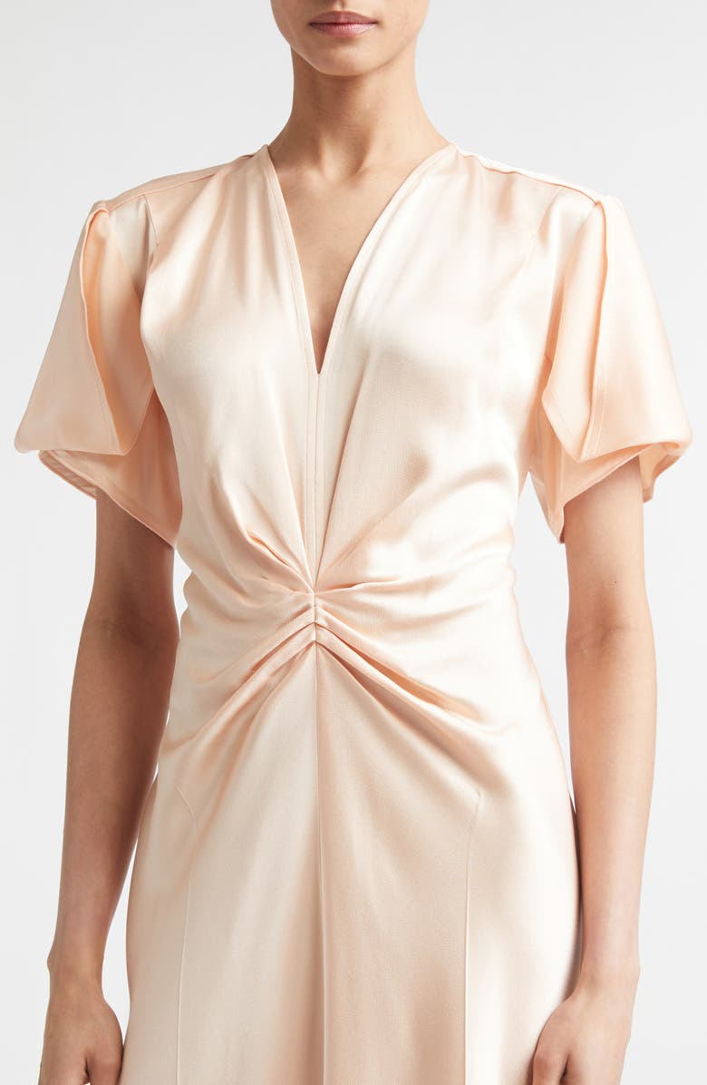 Victoria Beckham Eve Ruched Satin Trumpet Dress, Alternate, color, Blossom