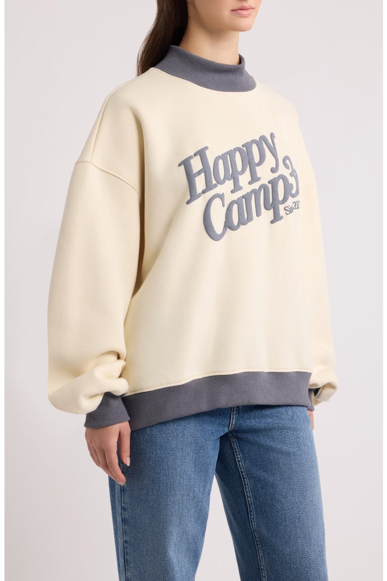 Puff Series Logo Mock Neck Sweatshirt, Alternate, color, CREAM