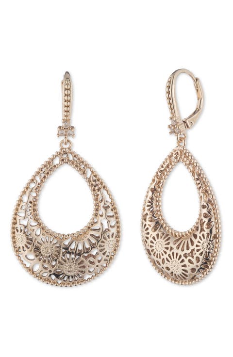 Domed Filigree Drop Earrings