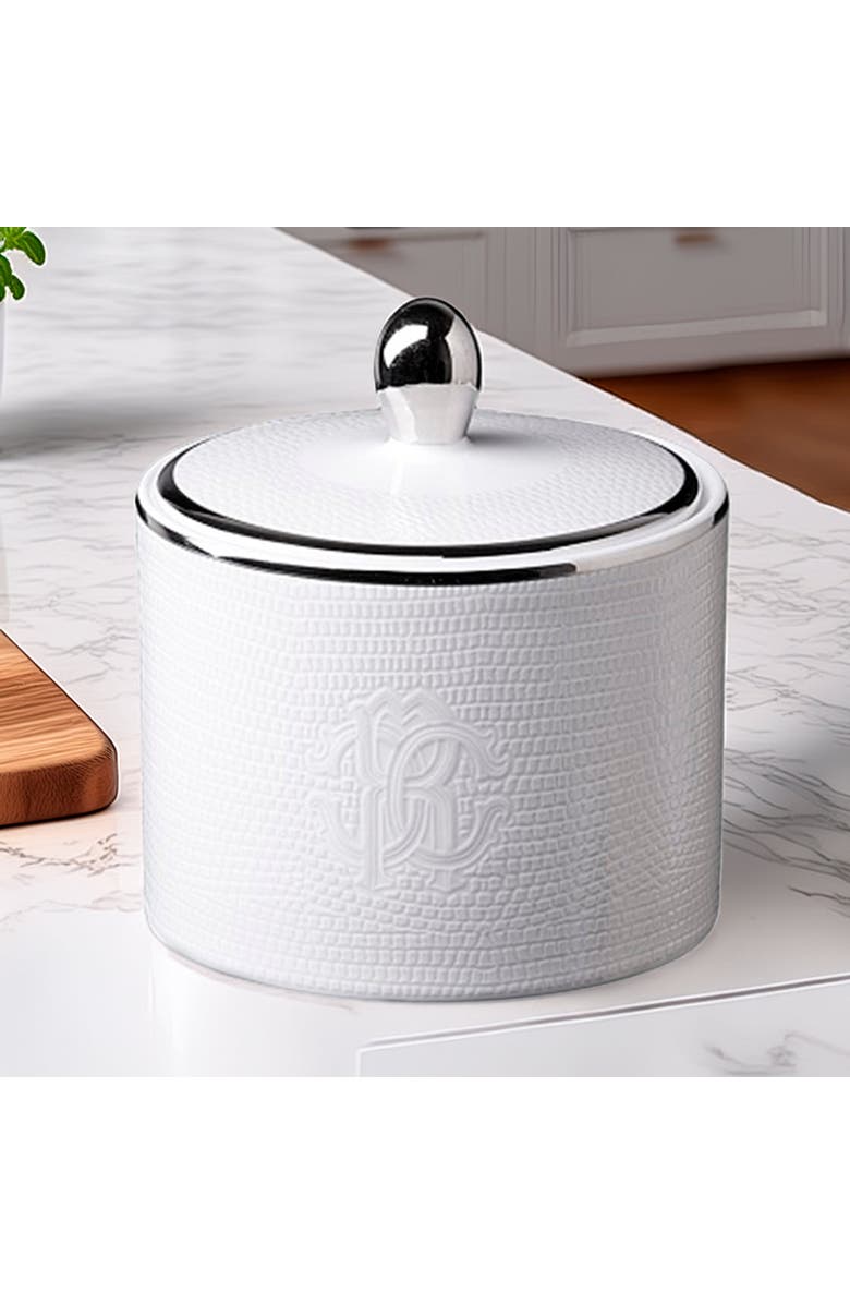 Roberto Cavalli Classic Sugar Pot, Alternate, color, Lizard Platin