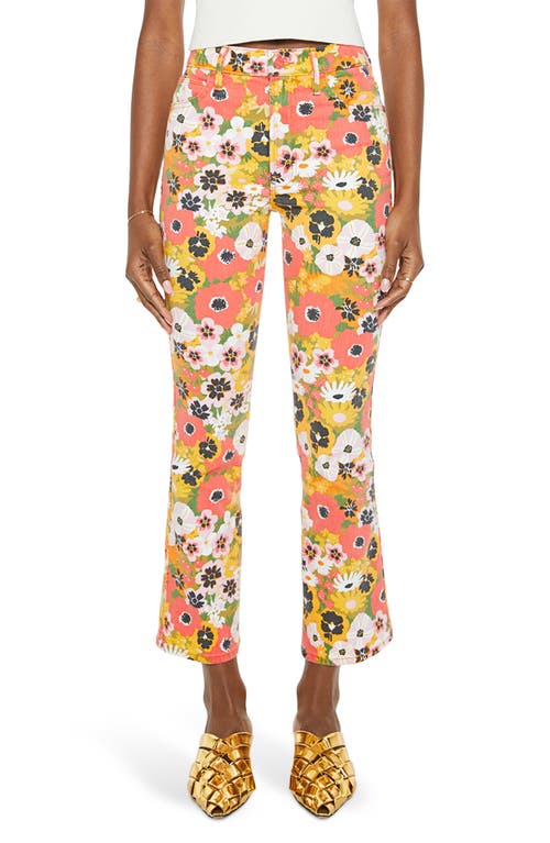 Mother Smokin Double Flood High Rise Ankle Jeans In Flowers Al Fresco