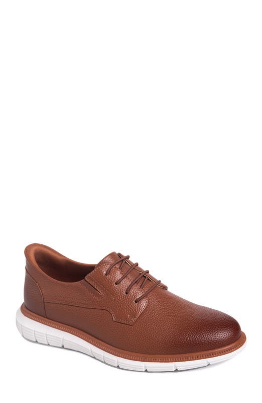 Marc Joseph New York Cloud Street Hands Free Technology Leather Plain Toe Casual Oxford, Main, color, Cognac Grainy Leather