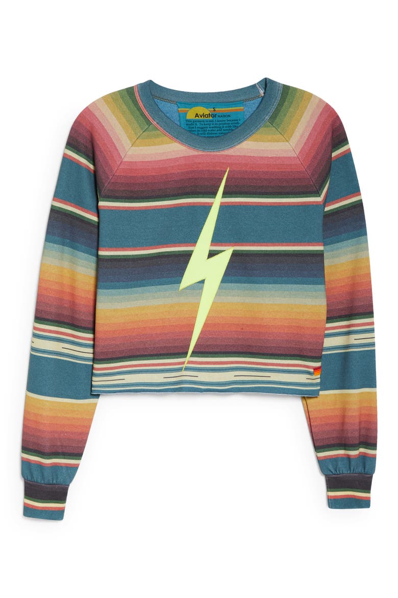 Women's Serape Bolt Stitch Crop Sweatshirt, Alternate, color, BLUE