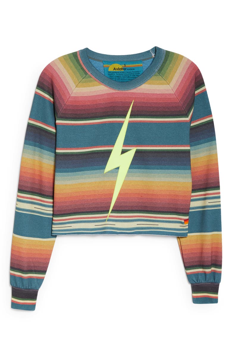 Aviator Nation Women's Serape Bolt Stitch Crop Sweatshirt, Alternate, color, 