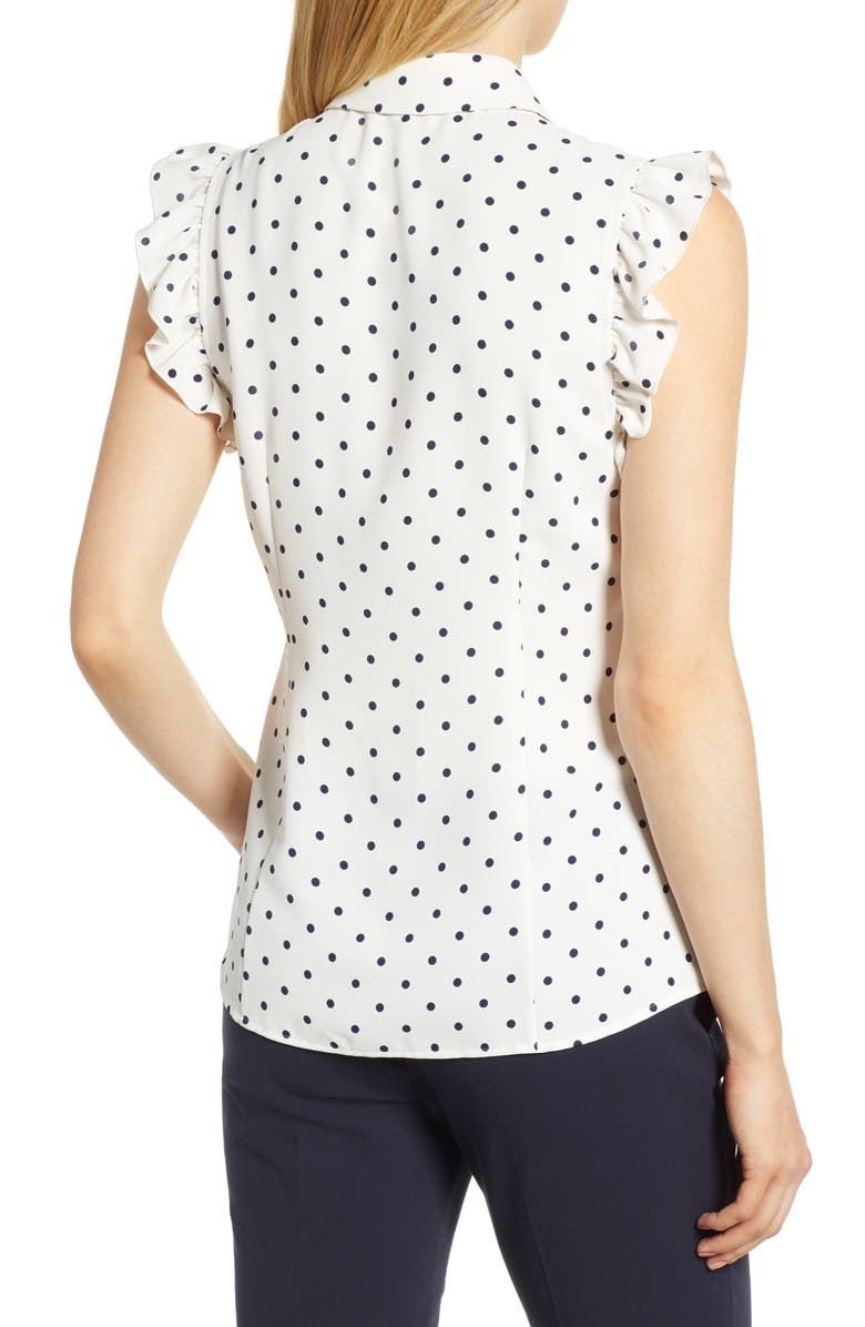 ZDNU ANNE KLEIN NEW YORK Anne Klein Polka Dot Ruffle Sleeve Blouse, Alternate, color, 