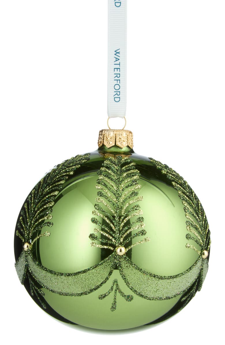 Waterford Holiday Heirlooms Green Bauble Glass Ornament, Alternate, color, Green