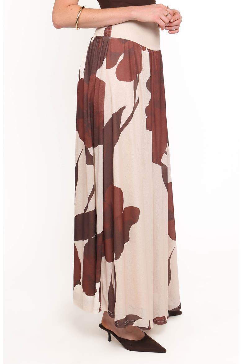 Cascade Print Maxi Skirt, Alternate, color, CREAM BROWN FLORAL