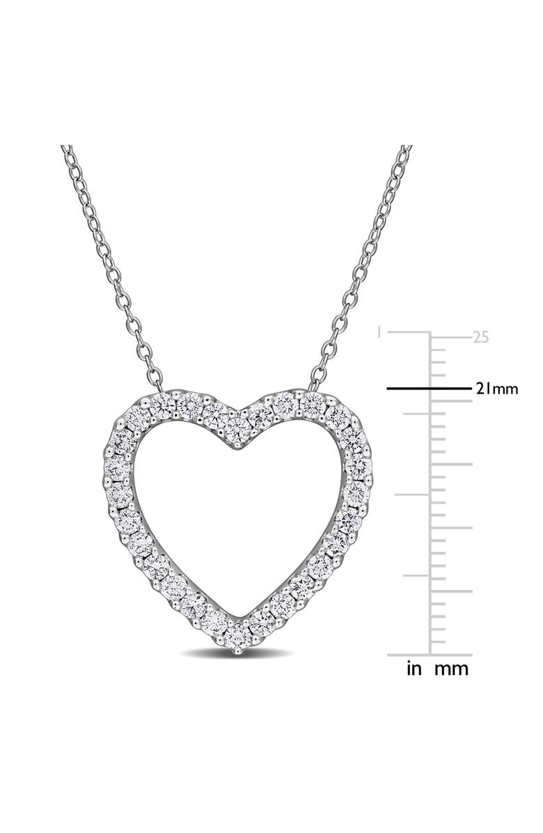Created Forever Sterling Silver Lab Grown Diamond Open Heart Pendant Necklace, Alternate, color, Silver