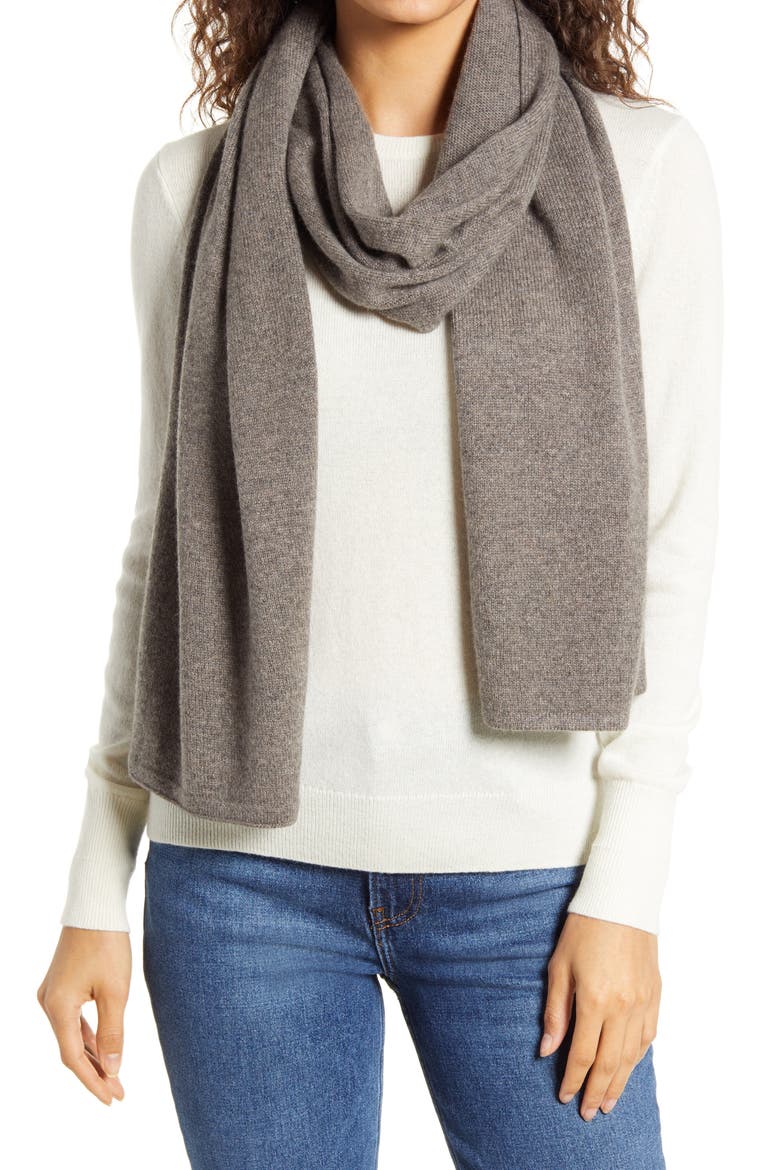 Cashmere Scarf, Main, color, DARK HEATHER TAUPE