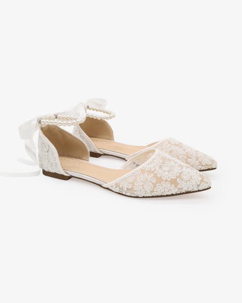 Twila Crochet Lace pointed toe with All Pearls Ankle Strap