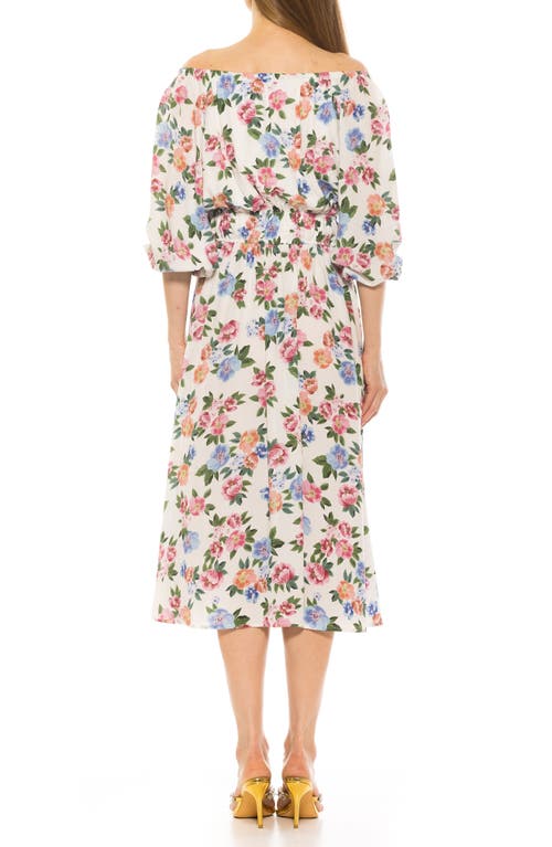 Alexia Admor Emily Balloon Sleeve Fit & Flare Midi Dress In Ivory Floral