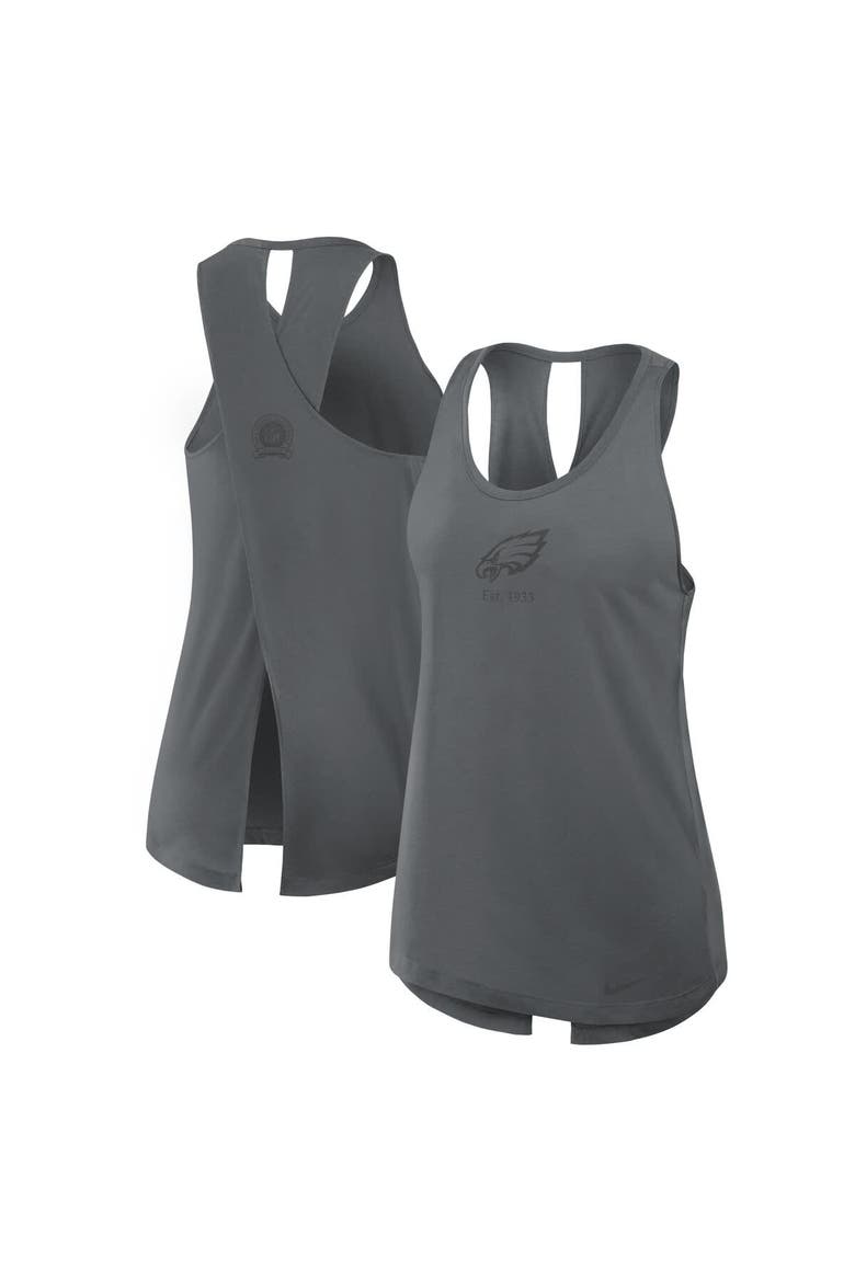 Women's Nike Gray Philadelphia Eagles Glory Crisscross Performance Tank Top, Alternate, color, Charcoal