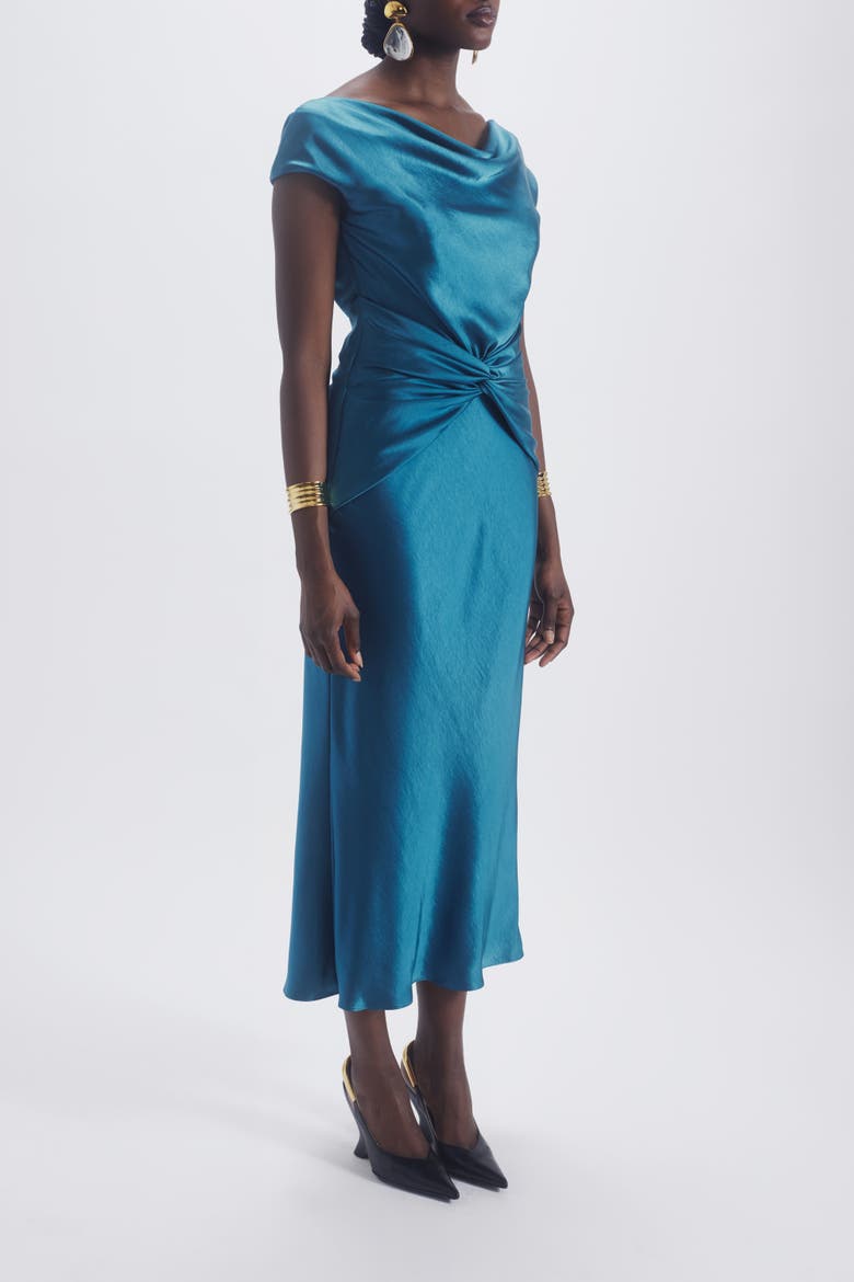 Cowl Twist Knot Dress, Alternate, color, Ocean