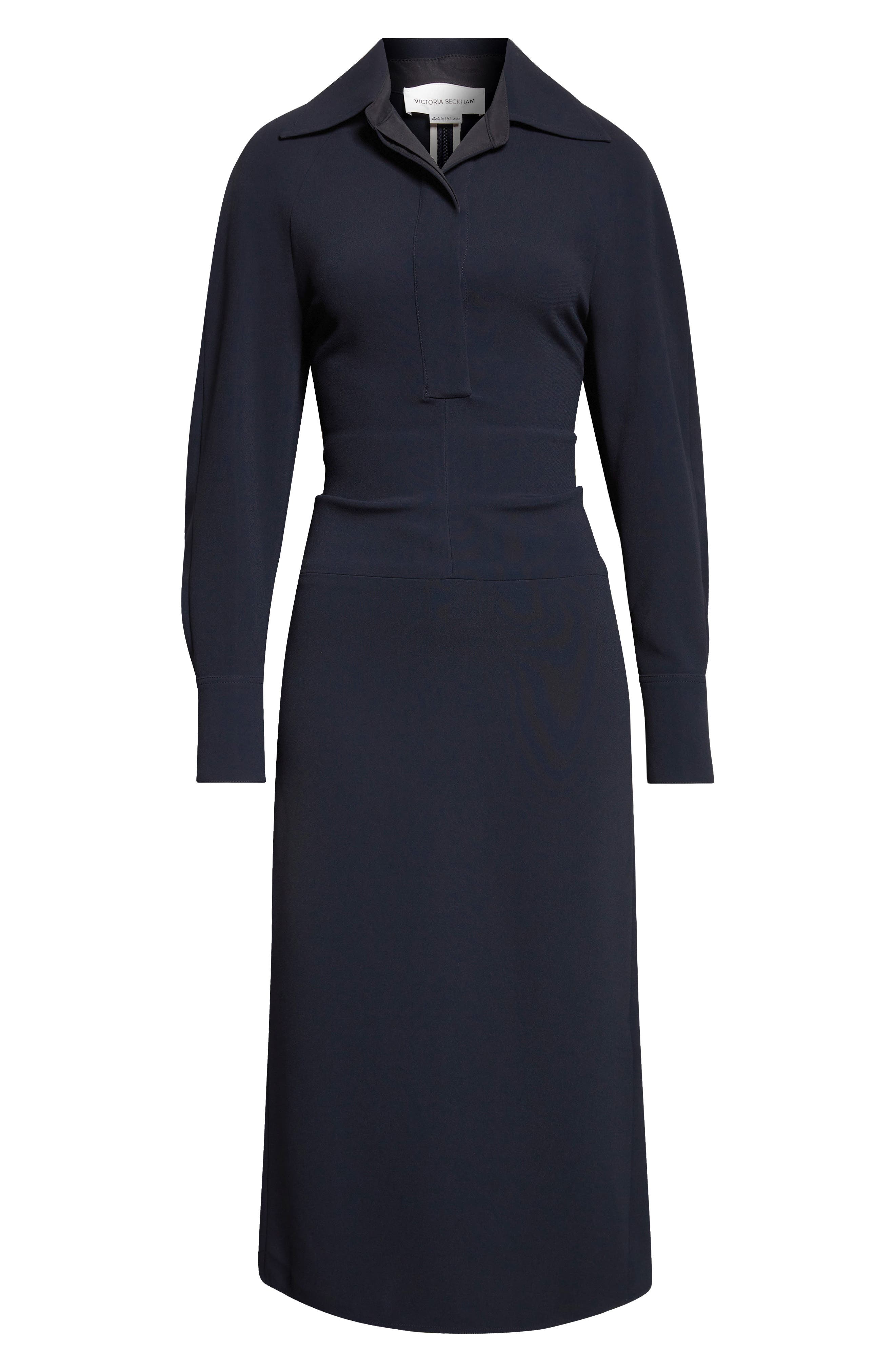 Victoria Beckham Long Sleeve Polo Midi Dress (Women) | Nordstrom