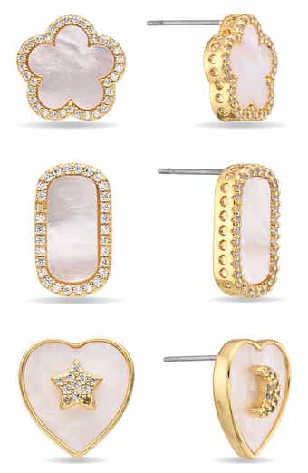 Melody Set of 3 Mother-of-Pearl Stud Earrings