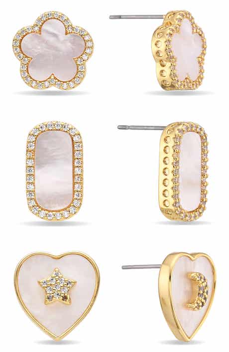 Melody Set of 3 Mother-of-Pearl Stud Earrings