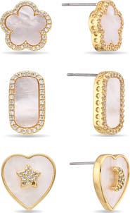 EYE CANDY LOS ANGELES Melody Set of 3 Mother-of-Pearl Stud Earrings