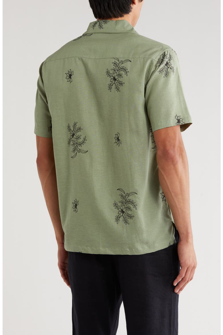 Floral Embroidered Camp Shirt, Alternate, color, CELEDON