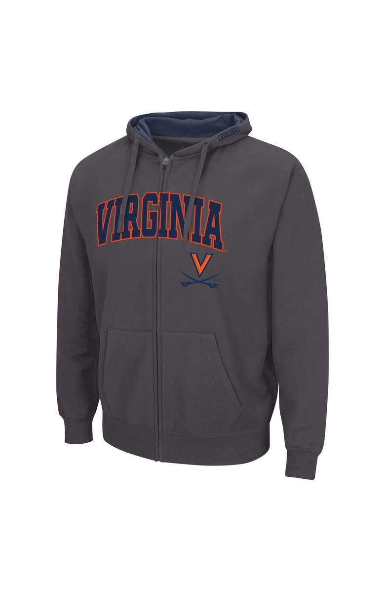 COLOSSEUM Men's Colosseum Charcoal Virginia Cavaliers Arch & Logo 3.0 Full-Zip Hoodie, Alternate, color, Charcoal