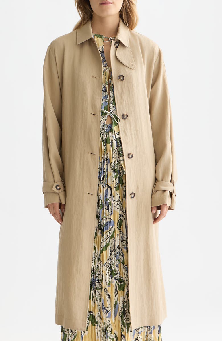 Scotch & Soda Flowy Trench Coat, Main, color, Travertine