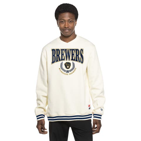 Men's New Era White Milwaukee Brewers Throwback Sweatshirt