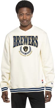 New Era Men's New Era White Milwaukee Brewers Throwback Sweatshirt