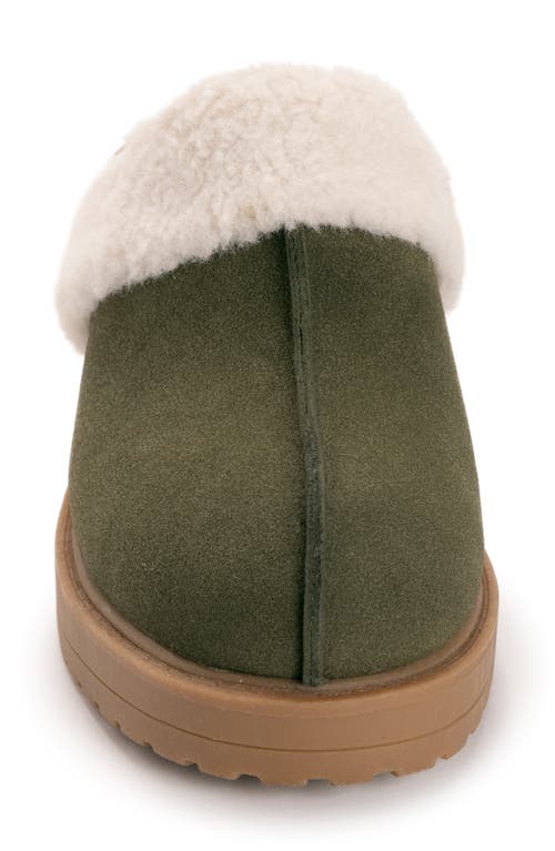 Muk Luks Sophia Faux Fur Trim Mule In Green