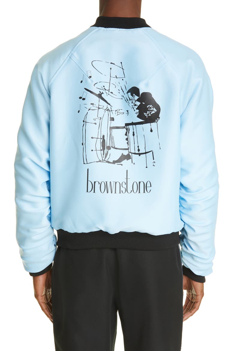 Reversible Sukajan Bomber Jacket, Alternate, color, CAVIAR/CLOUD BLUE