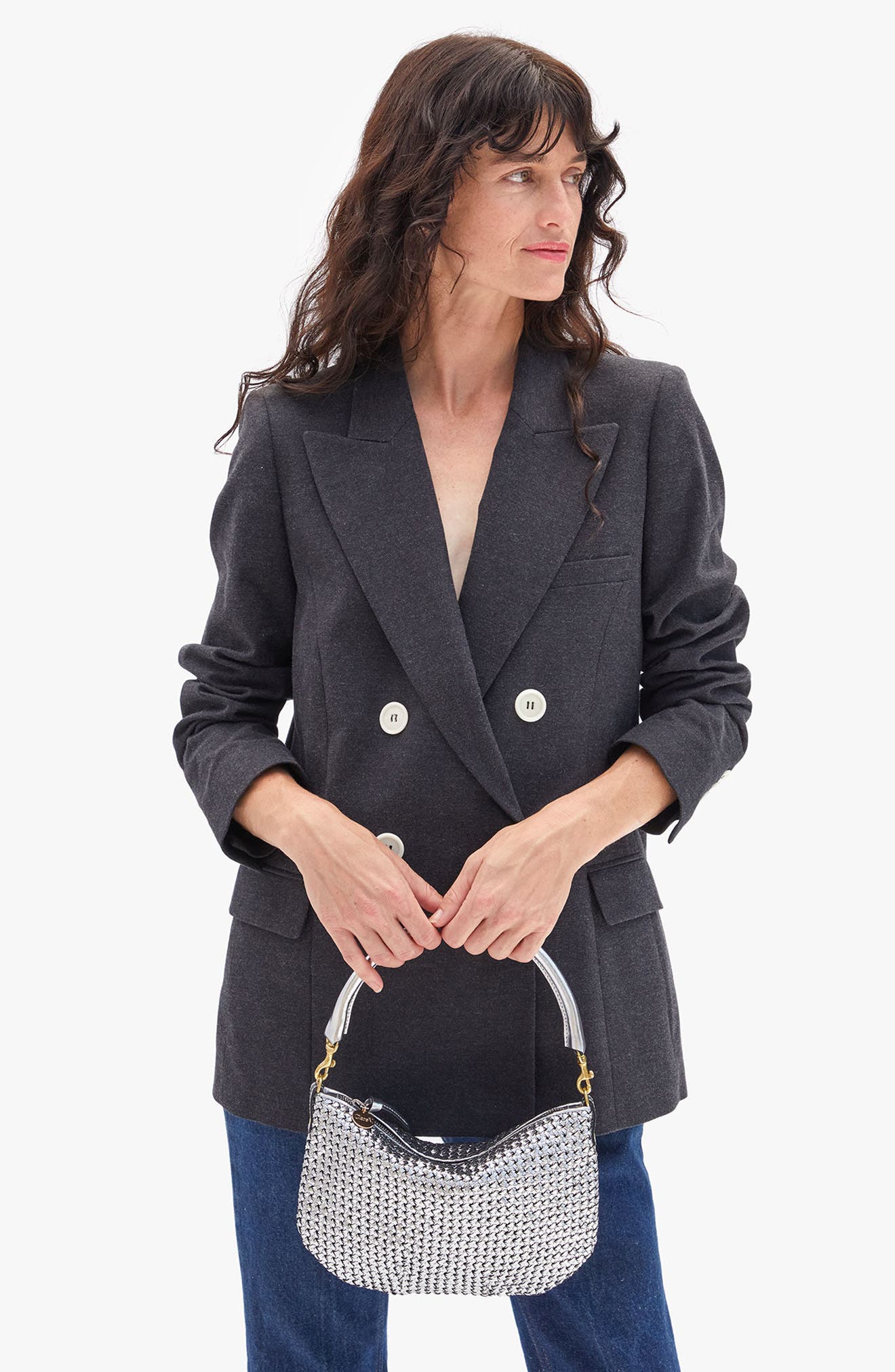 Clare V. Petit Moyen Woven Leather Messenger Bag, Alternate, color, 