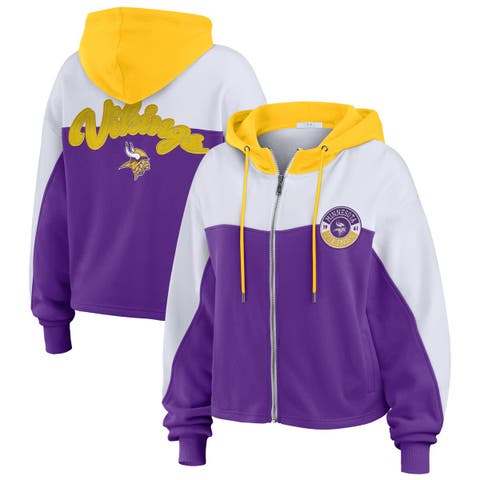 Women's WEAR by Erin Andrews Purple Minnesota Vikings Plus Size Color Block Full-Zip Hoodie