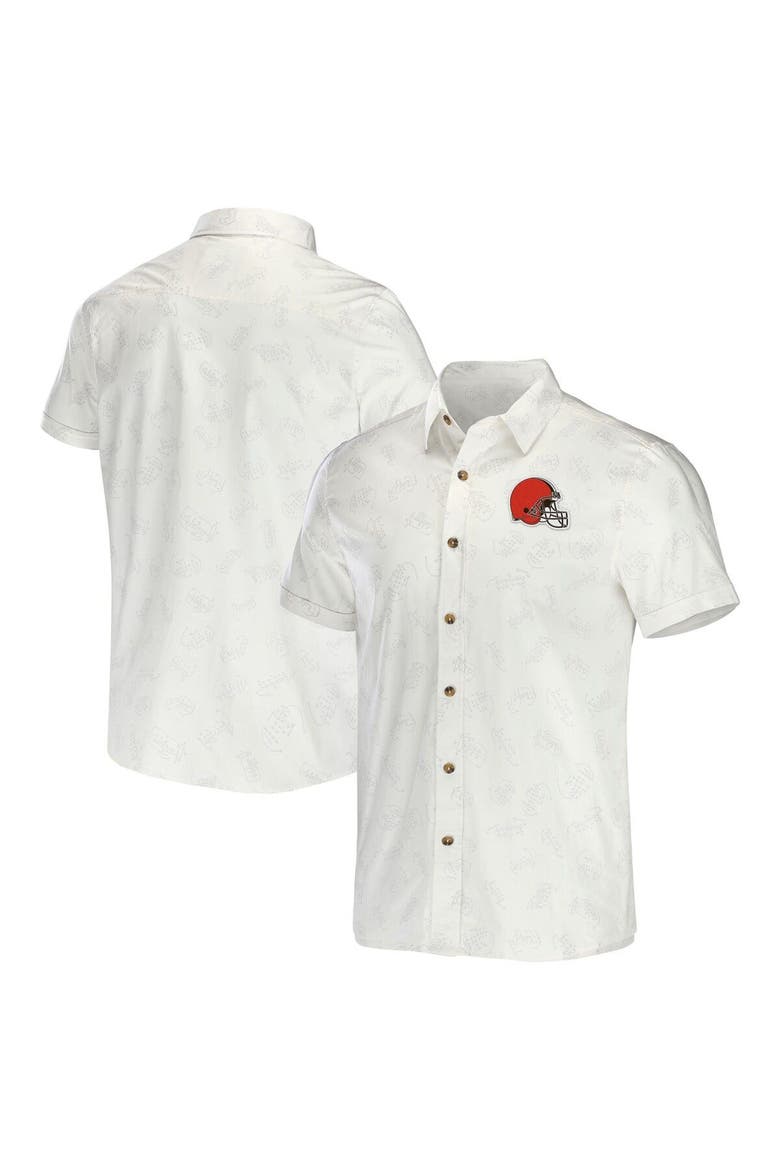 Men's NFL x Darius Rucker Collection by Fanatics White Cleveland Browns Woven Button-Up T-Shirt, Main, color, White