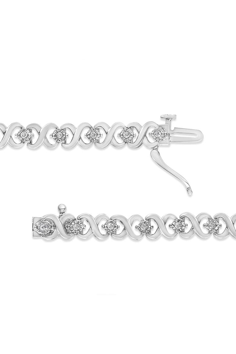 Silver 1/3 Cttw Miracle Plate Diamond Infinity Link Bracelet, Alternate, color, White
