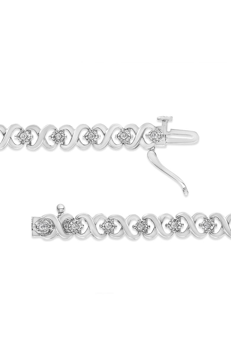 Haus of Brilliance Silver 1/3 Cttw Miracle Plate Diamond Infinity Link Bracelet, Alternate, color, White
