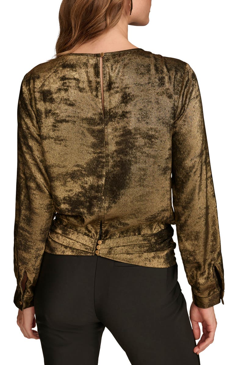 Donna Karan New York Metallic Faux Wrap Top, Alternate, color, 