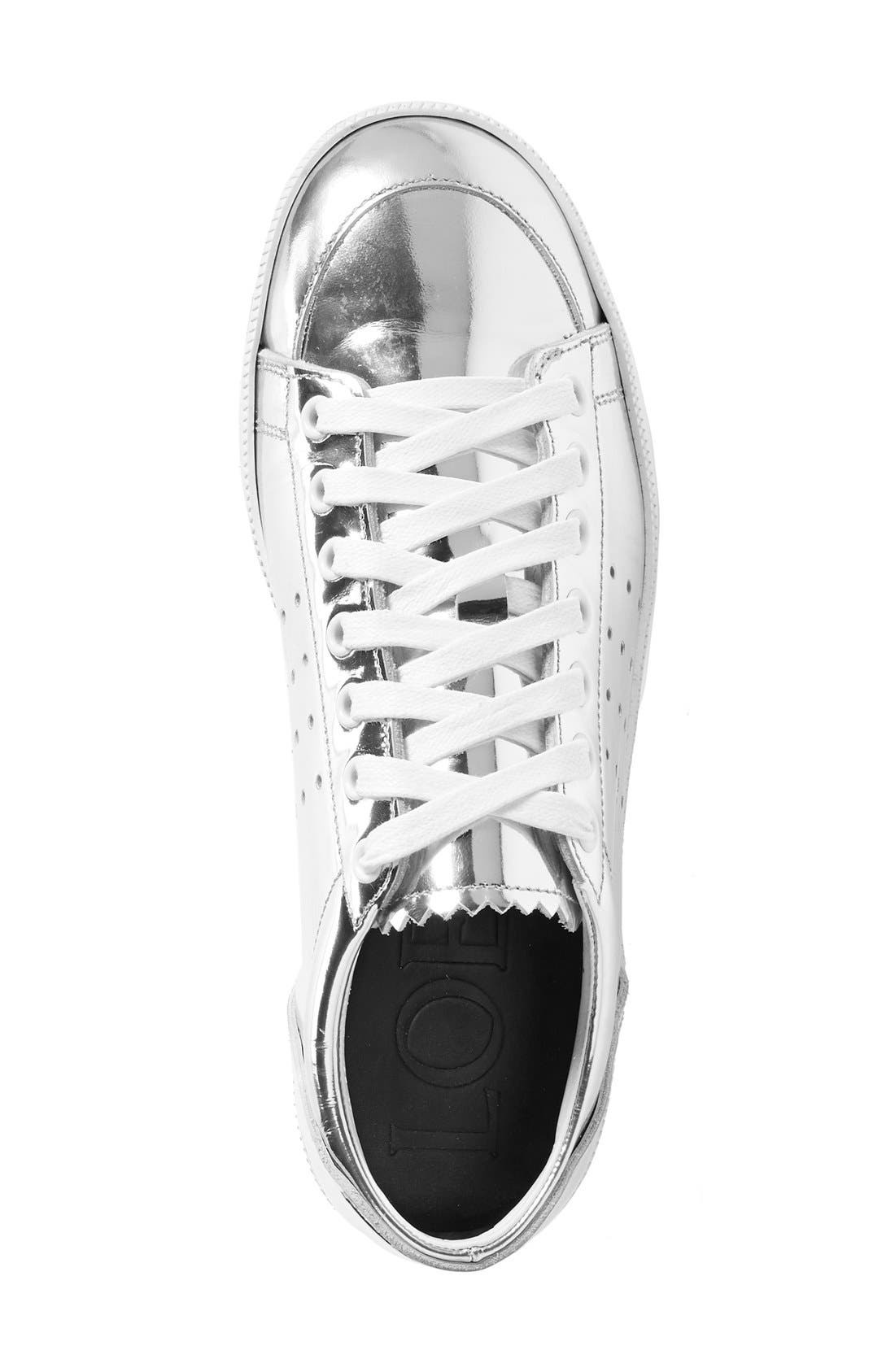 Sneaker, Alternate, color, SILVER LEATHER