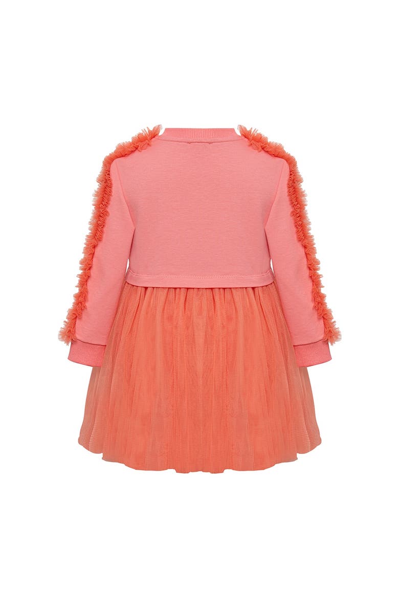 Ruffle Sweatshirt Dress, Alternate, color, Coral Peony
