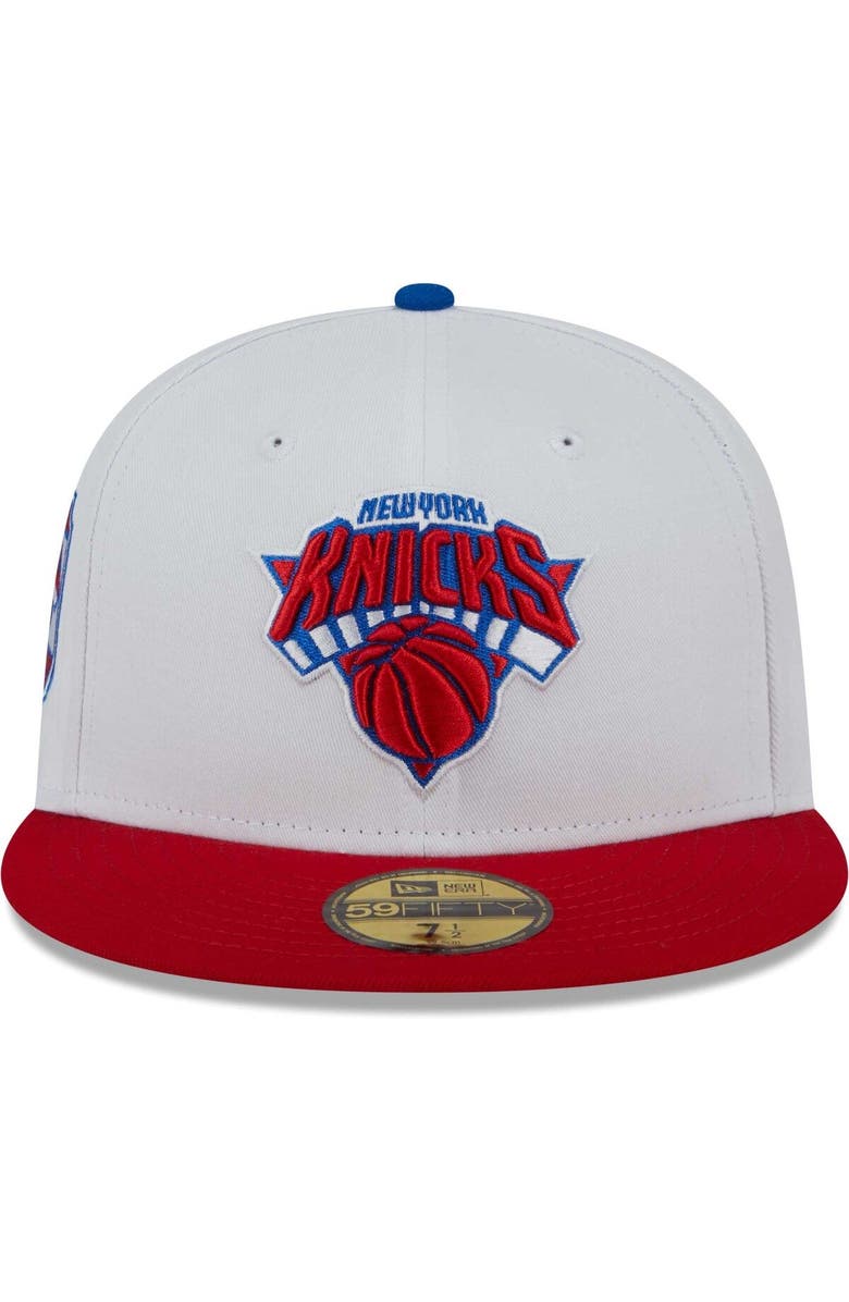 New Era Men's New Era White/Red New York Knicks 59FIFTY Fitted Hat, Alternate, color, 