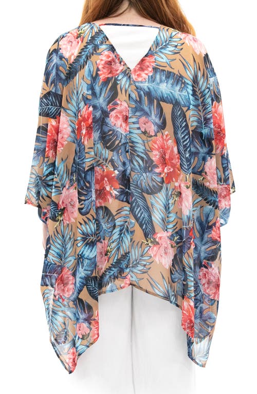 Shop Nina Leonard Semi Sheer Open Front Topper In Tan Multi
