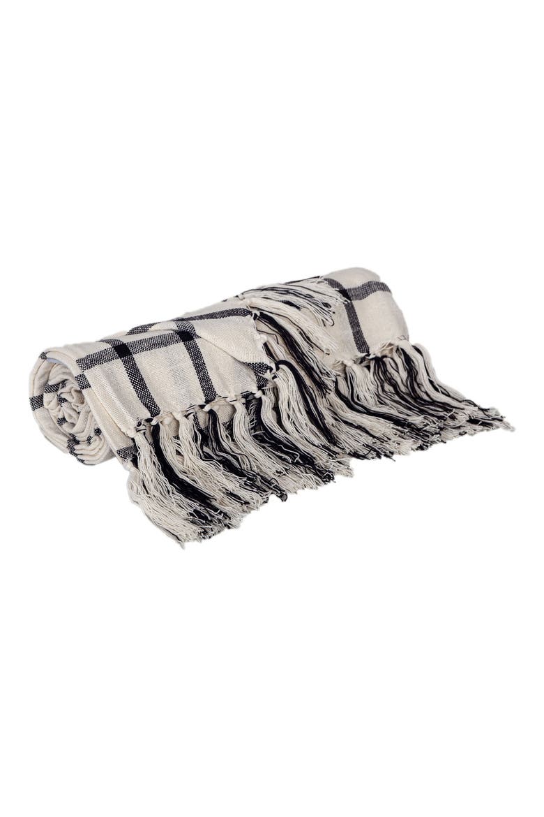 Katja Grid Cotton Throw Blanket, Alternate, color, CHARCOAL/ WHITE