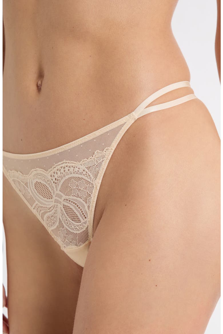 Grace Strappy Lace Thong, Alternate, color, BEIGE