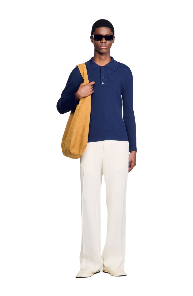 SANDRO Rib knit polo shirt, Alternate, color, 