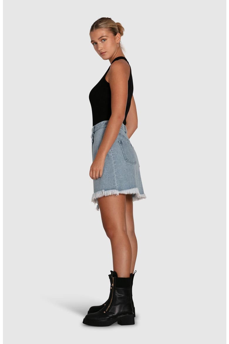 Dance With Me Denim Mini Skirt, Alternate, color, Stonewash