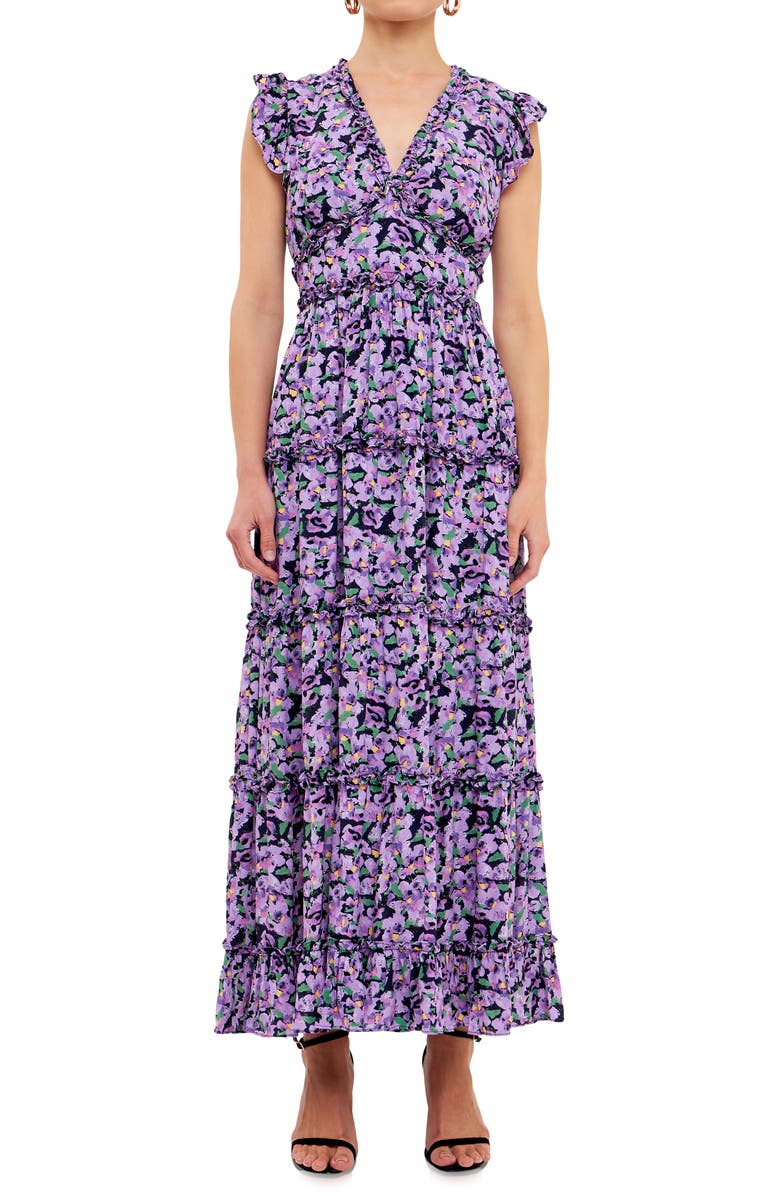 Free the Roses Floral Ruffle Tiered Maxi Dress, Alternate, color, 