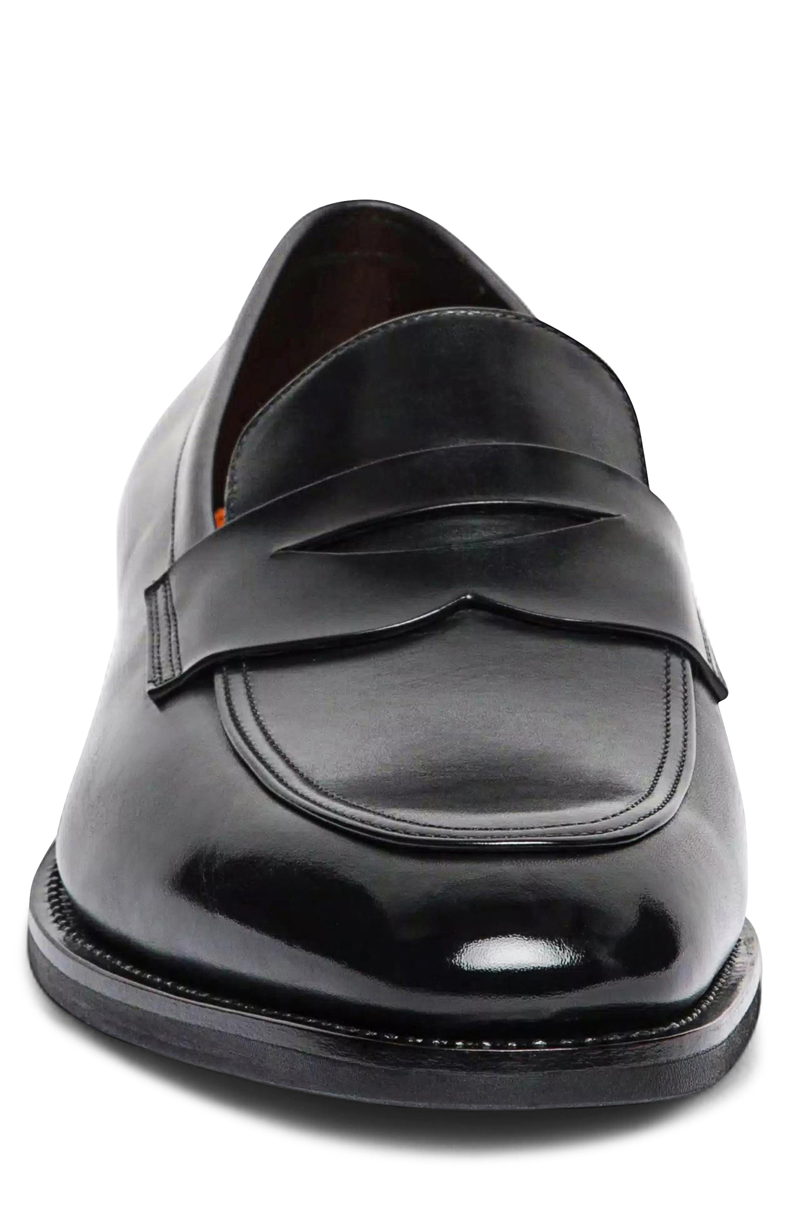 Santoni Gregor Patent Leather Penny Loafer, Alternate, color, Black