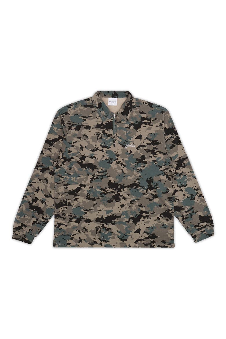 Gunnison Camo Long Sleeve Cotton Zip Polo, Main, color, CAMO
