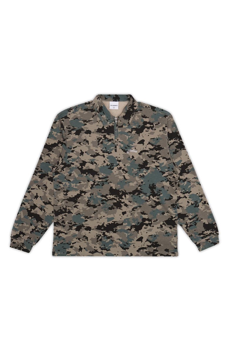 STUDENTS Gunnison Camo Long Sleeve Cotton Zip Polo, Main, color, Camo